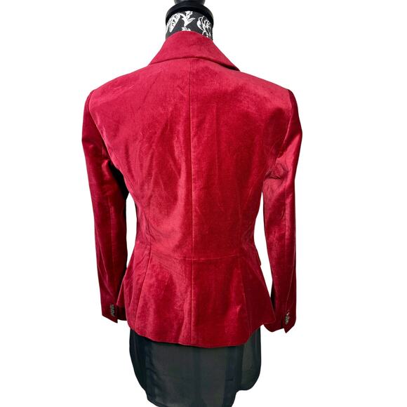 White House Black Market Red Wine Velvet Blazer Size 4 - Picture 3 of 8